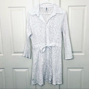 Miraclesuit Swim Cover Up White Long Sleeve Tie Front Size M